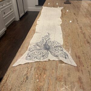 Lainey Keogh Long Embroidered Cashmere Scarf Off White Violet Decor RARE